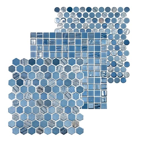 Sea Glass glass pool tile samples