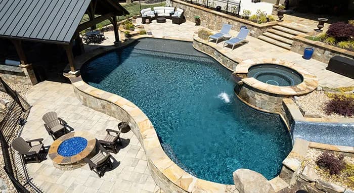 StoneScapes Puerto Rico Blend Small: Midnight Blue Small — water color and installed finish