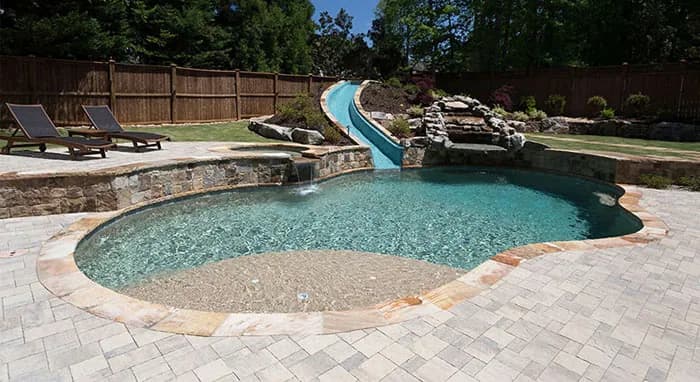 StoneScapes Mini Pebbles: Sand Mini — water color and installed finish