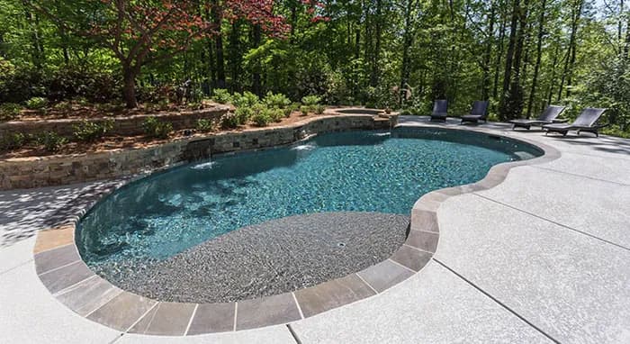 StoneScapes Regular Pebbles: Tahoe Blue — water color and installed finish