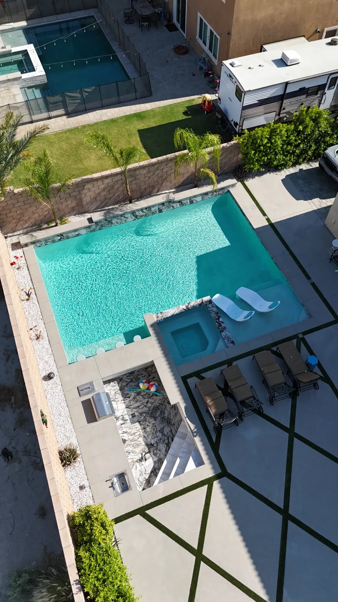 Custom swimming pool built by JB Pools in the Coachella Valley